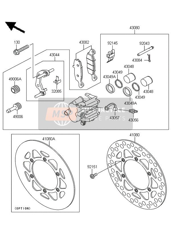 Kawasaki KX85 SW & LW 2013 Freno anteriore per un 2013 Kawasaki KX85 SW & LW