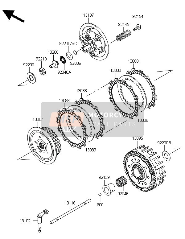 Kawasaki KX250 2013 Embrayage pour un 2013 Kawasaki KX250