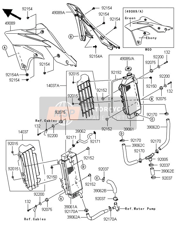 Kawasaki KX250 2013 Radiateur pour un 2013 Kawasaki KX250