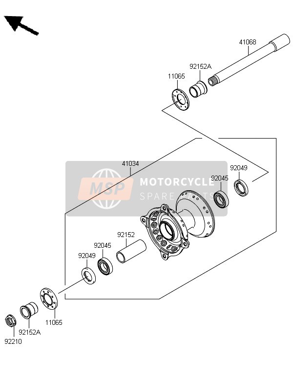 Kawasaki KX250 2013 Buje delantero para un 2013 Kawasaki KX250