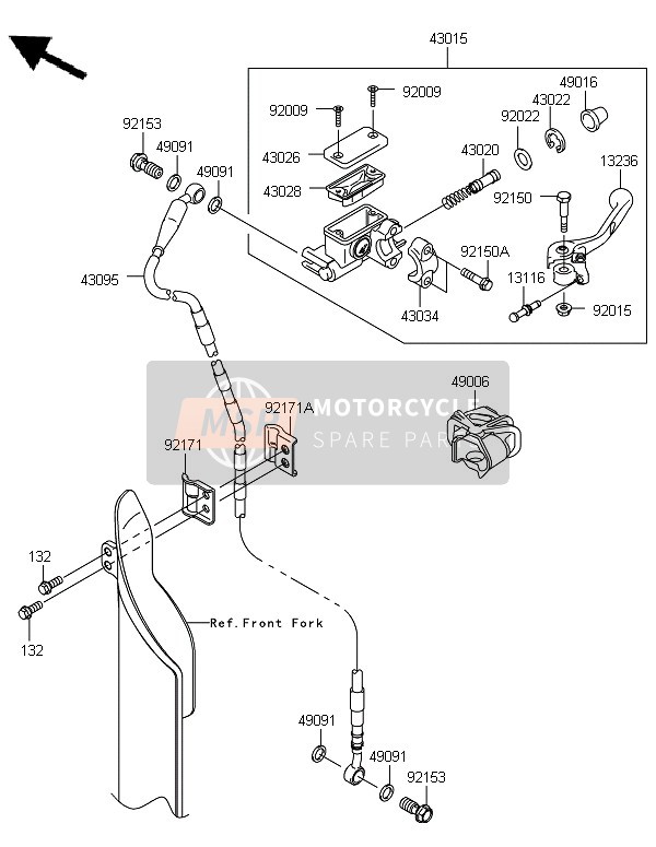 Kawasaki KX250 2013 Maître-cylindre avant pour un 2013 Kawasaki KX250