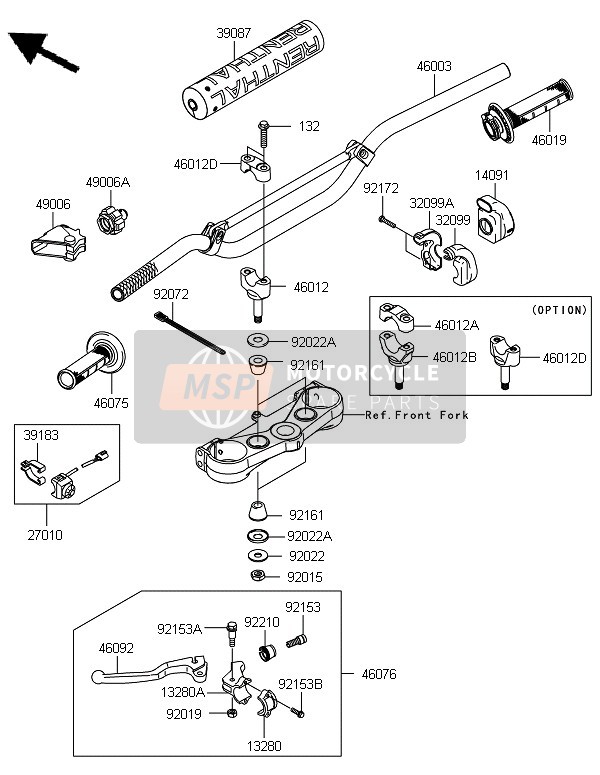 460190042, GRIP-ASSY,Throttle KX250ZDF, Kawasaki, 0