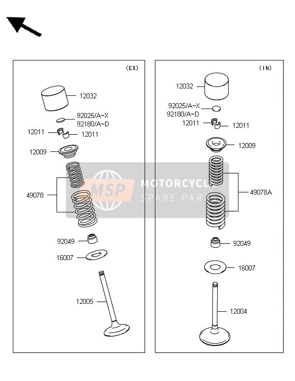 Kawasaki KX450 2013 Valvole per un 2013 Kawasaki KX450