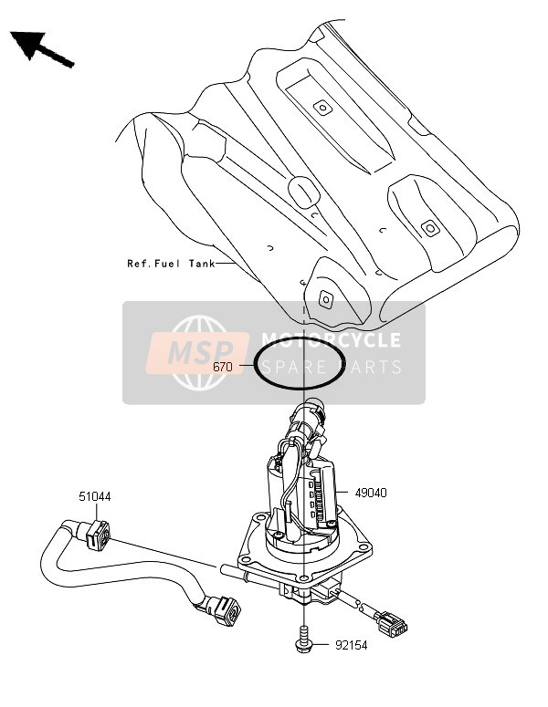 Kawasaki KX450 2013 Benzine pomp voor een 2013 Kawasaki KX450