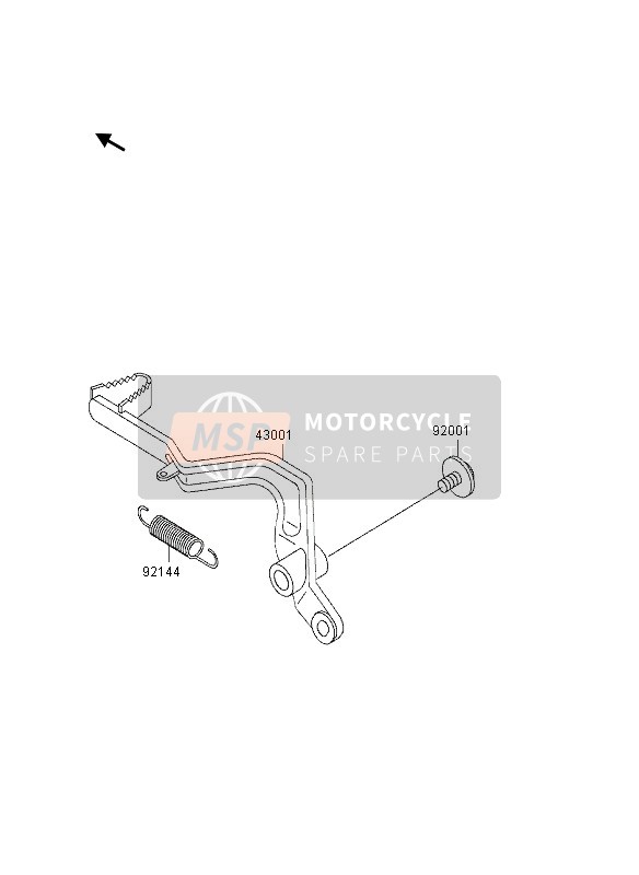 Kawasaki KX80 SW & LW 1997 Pédale de frein pour un 1997 Kawasaki KX80 SW & LW