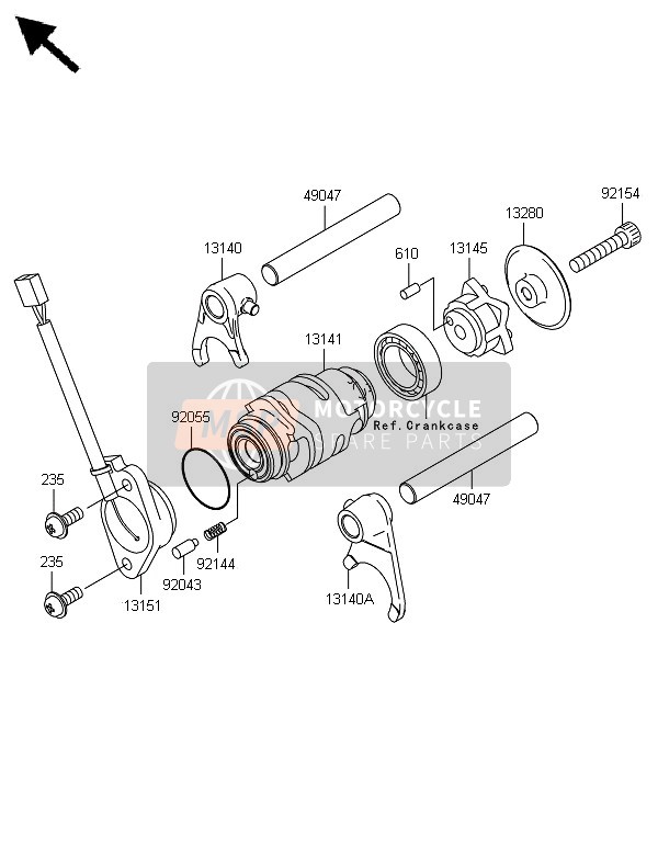 Kawasaki KLX110 2014 Gear Change Drum & Shift Fork(S) for a 2014 Kawasaki KLX110