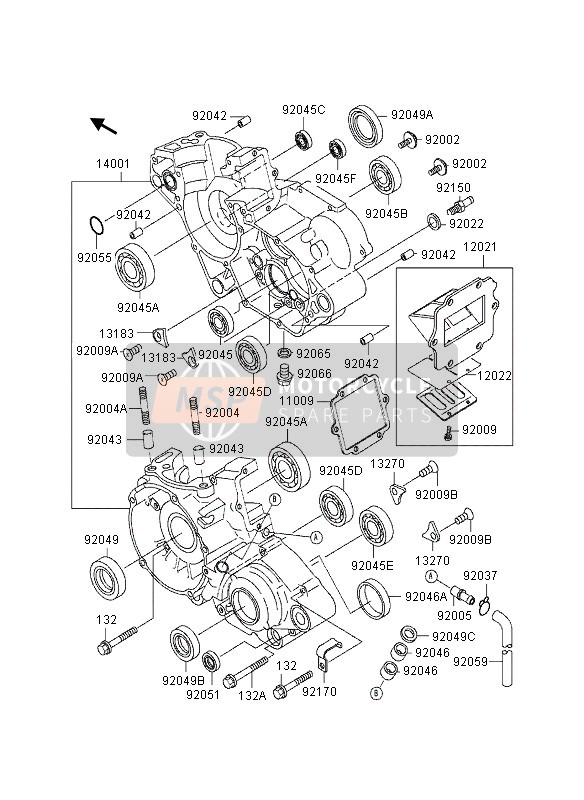 Kawasaki KX125 1997 Crankcase for a 1997 Kawasaki KX125