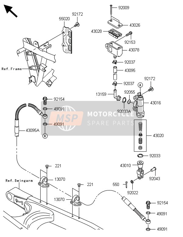 Kawasaki KLX250 2014 Cilindro maestro trasero para un 2014 Kawasaki KLX250