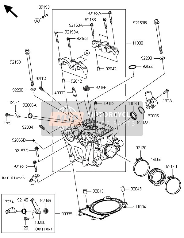 Kawasaki KLX450R  2014 Cylinder Head for a 2014 Kawasaki KLX450R 