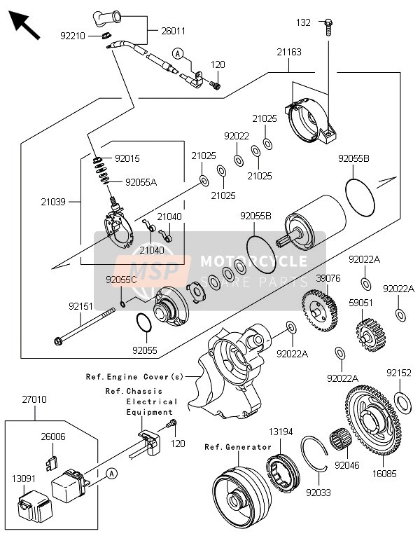 Kawasaki KLX450R  2014 Starter Motor for a 2014 Kawasaki KLX450R 