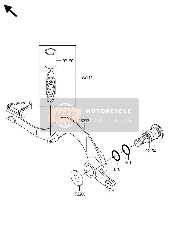 Kawasaki KLX450R  2014 Pedale del freno per un 2014 Kawasaki KLX450R 