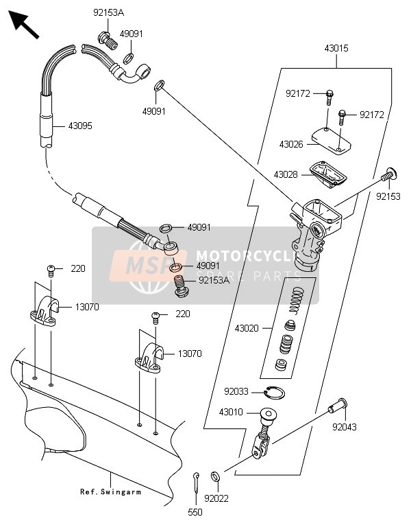 Kawasaki KLX450R  2014 Rear Master Cylinder for a 2014 Kawasaki KLX450R 