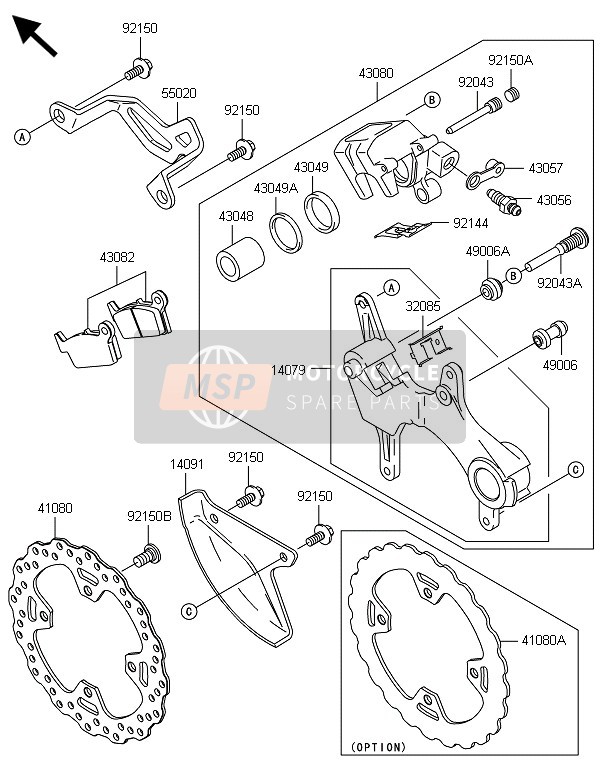 Kawasaki KLX450R  2014 BREMSE HINTEN für ein 2014 Kawasaki KLX450R 