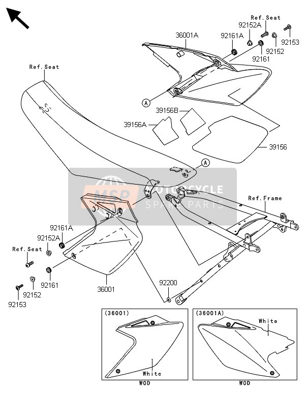 Kawasaki KLX450R  2014 Couvertures latérales pour un 2014 Kawasaki KLX450R 