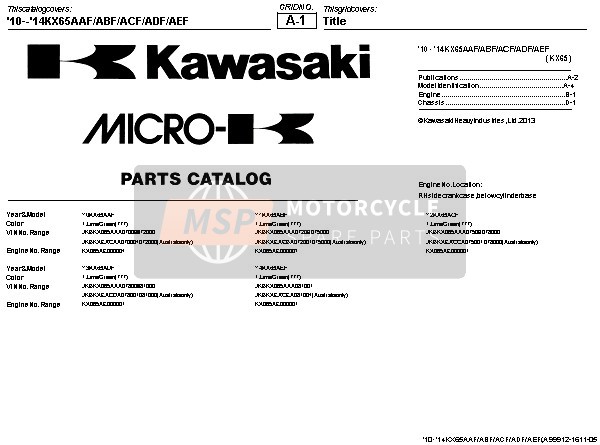 Kawasaki KX65 2014 Title for a 2014 Kawasaki KX65