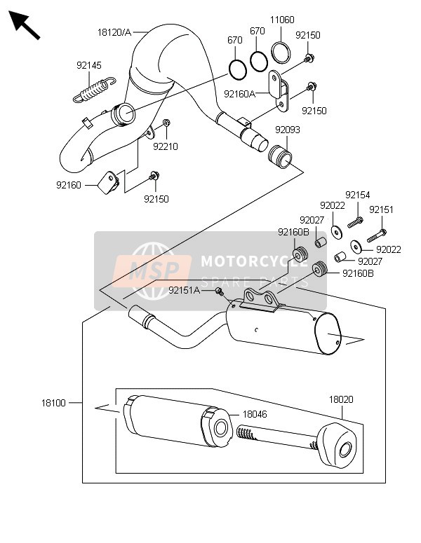 Kawasaki KX65 2014 Muffler(S) for a 2014 Kawasaki KX65