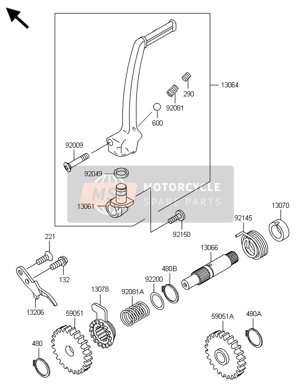 Kawasaki KX65 2014 KICKSTARTER-MECHANISMUS für ein 2014 Kawasaki KX65