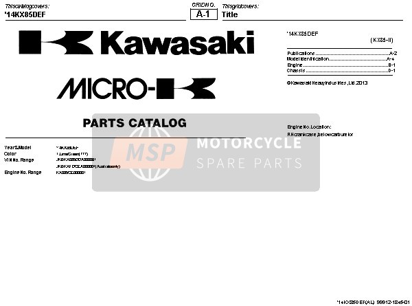 Kawasaki KX85-LW 2014 Titel für ein 2014 Kawasaki KX85-LW