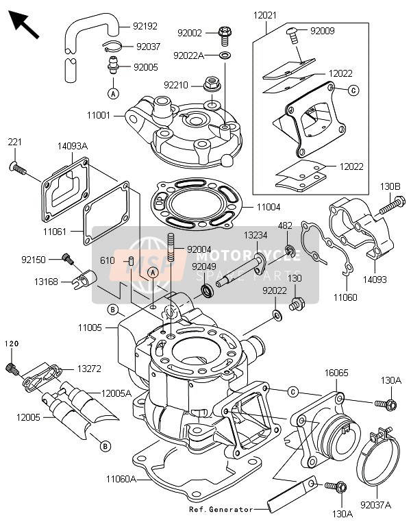 Kawasaki KX85-LW 2014 Cilinderkop & Cilinder voor een 2014 Kawasaki KX85-LW