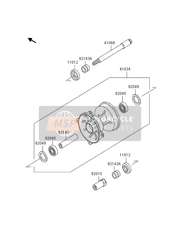 Kawasaki KX125 1997 Front Hub for a 1997 Kawasaki KX125