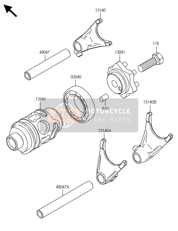 Kawasaki KX85-LW 2014 Gear Change Drum & Shift Fork(S) for a 2014 Kawasaki KX85-LW
