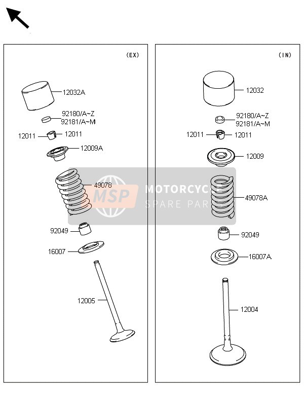 Kawasaki KX250F 2014 Valves for a 2014 Kawasaki KX250F