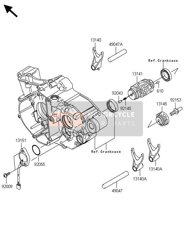 Kawasaki KX250F 2014 Gear Change Drum & Shift Fork(S) for a 2014 Kawasaki KX250F