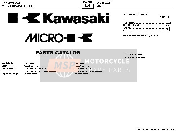 Kawasaki KX450F 2014 Titel für ein 2014 Kawasaki KX450F