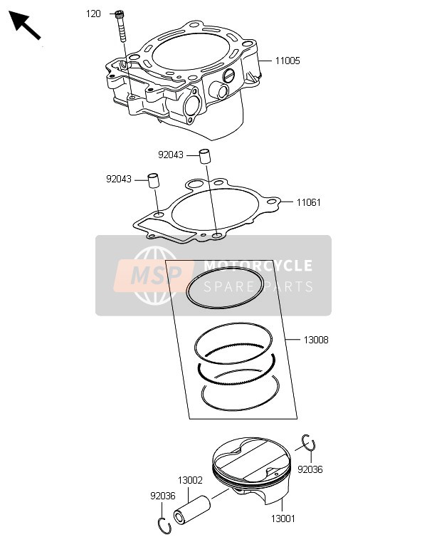 Kawasaki KX450F 2014 Cylinder & Piston(S) for a 2014 Kawasaki KX450F