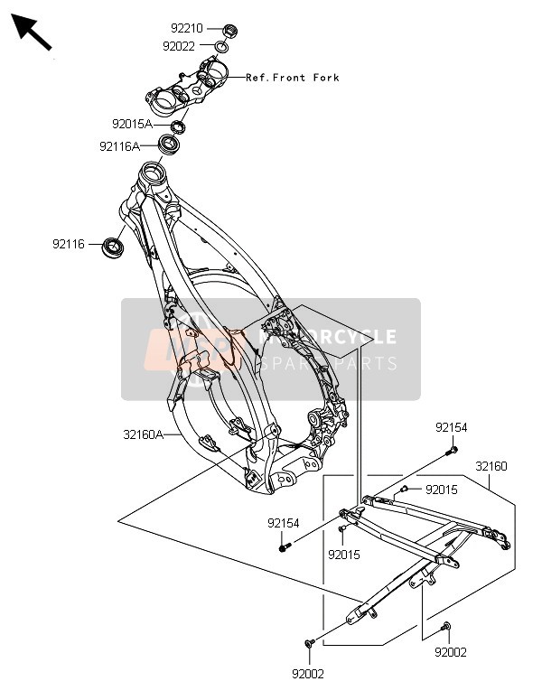 Kawasaki KX450F 2014 Frame voor een 2014 Kawasaki KX450F