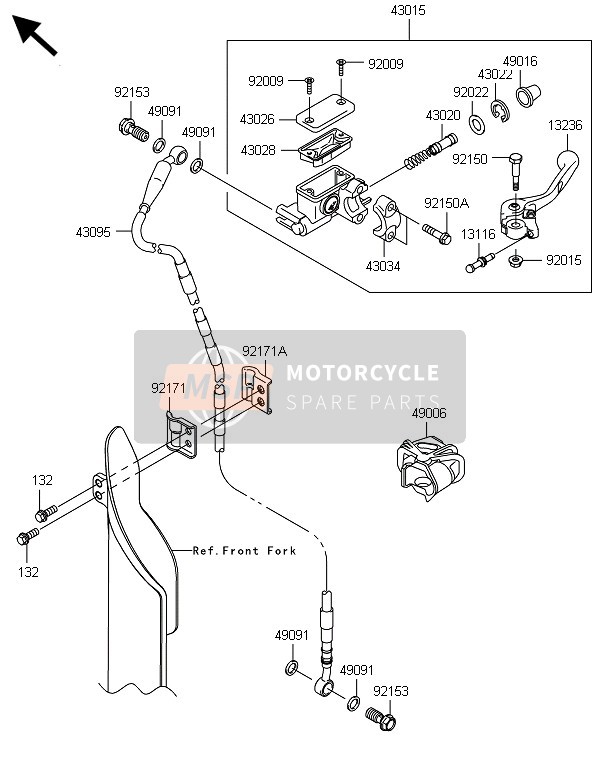 Kawasaki KX450F 2014 HAUPTZYLINDER VORNE für ein 2014 Kawasaki KX450F