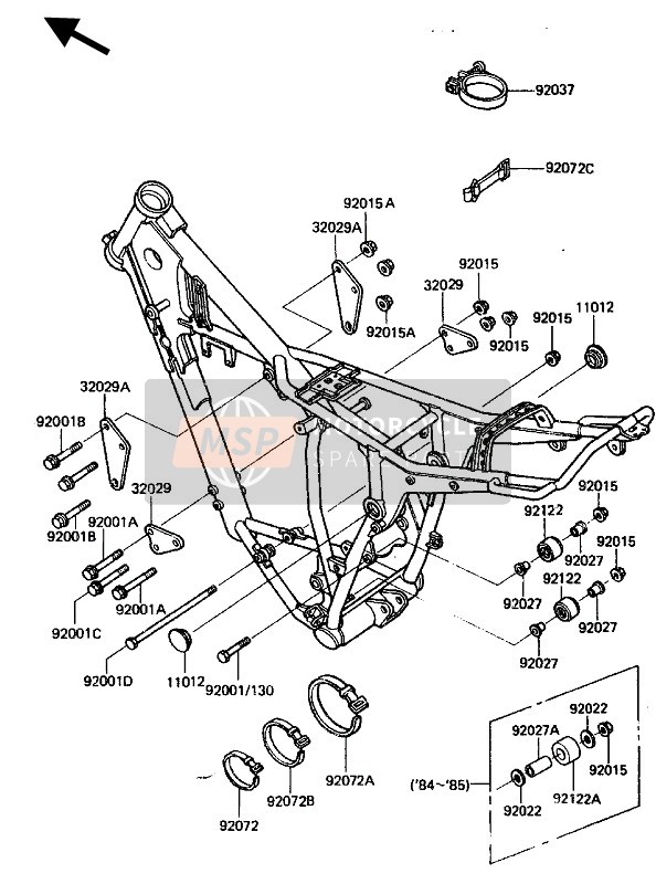 Kawasaki KDX200 1985 Frame Fitting for a 1985 Kawasaki KDX200