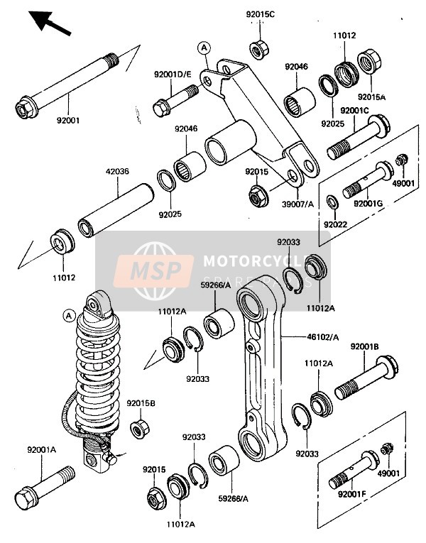 Kawasaki KDX200 1985 Suspensie voor een 1985 Kawasaki KDX200