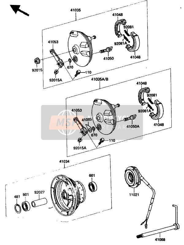 Kawasaki KDX200 1985 Front Hub for a 1985 Kawasaki KDX200