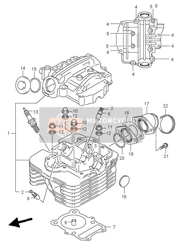 Suzuki LT-Z250 QUADSPORT 2008 Cylinder Head for a 2008 Suzuki LT-Z250 QUADSPORT