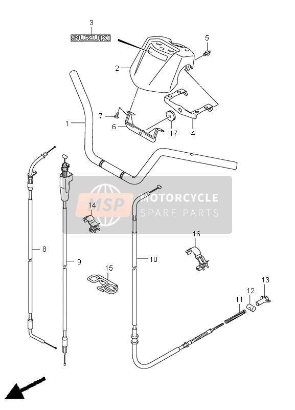 Suzuki LT-Z250 QUADSPORT 2009 Handle Bar for a 2009 Suzuki LT-Z250 QUADSPORT