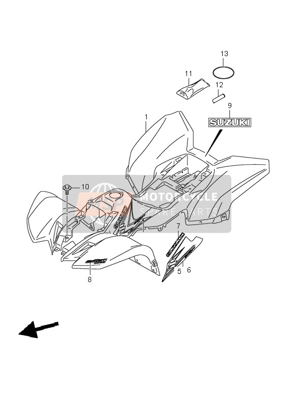 4731143G0030H, Mid.Deksel, R.A, Suzuki, 3