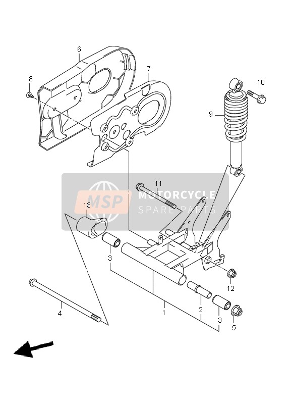 Suzuki LT-Z50 4T QUADSPORT 2009 Rear Swing Arm for a 2009 Suzuki LT-Z50 4T QUADSPORT