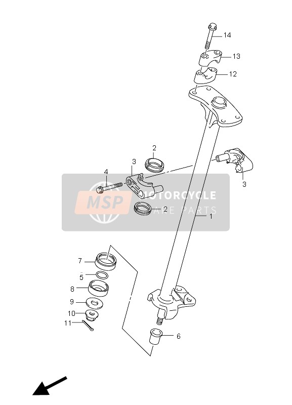 Suzuki LT-F250 OZARK 2009 Arbre de direction pour un 2009 Suzuki LT-F250 OZARK