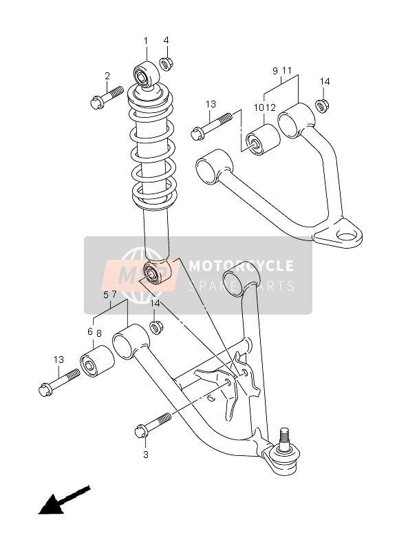 Suzuki LT-F250 OZARK 2009 Suspension Arm for a 2009 Suzuki LT-F250 OZARK