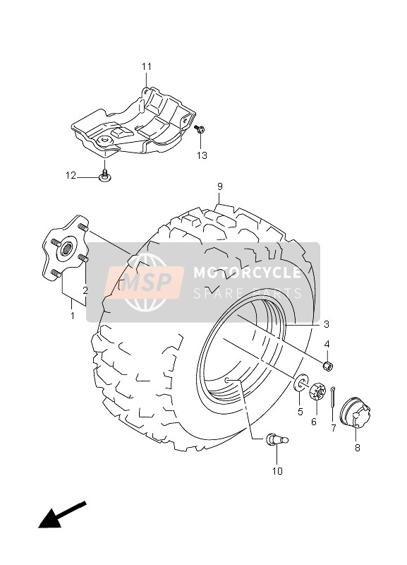 Suzuki LT-F250 OZARK 2009 Left Rear Wheel for a 2009 Suzuki LT-F250 OZARK