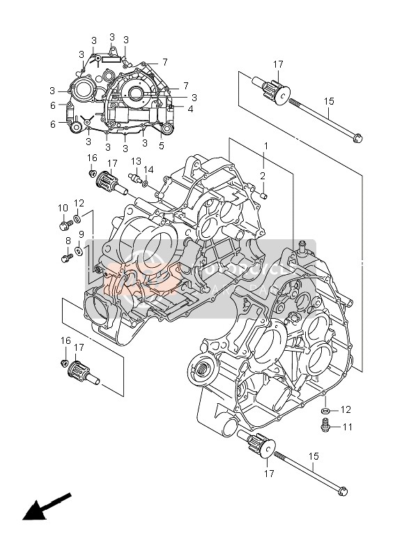 Suzuki LT-A450X(Z) KINGQUAD 4x4 2009 Crankcase for a 2009 Suzuki LT-A450X(Z) KINGQUAD 4x4