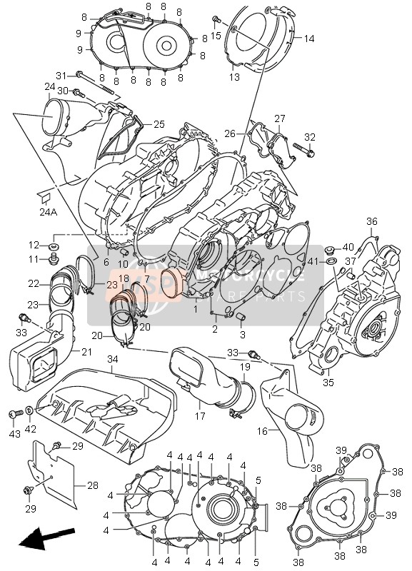 Suzuki LT-A500F QUADMASTER 2001 KURBELGEHÄUSEABDECKUNG für ein 2001 Suzuki LT-A500F QUADMASTER