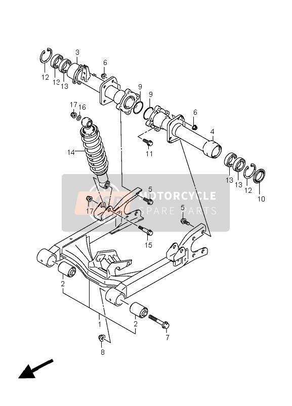 Suzuki LT-A400F KINGQUAD 4x4 2009 Bras oscillant arrière pour un 2009 Suzuki LT-A400F KINGQUAD 4x4