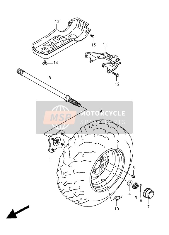 Suzuki LT-A400 KINGQUAD 4x2 2009 Left Rear Wheel for a 2009 Suzuki LT-A400 KINGQUAD 4x2