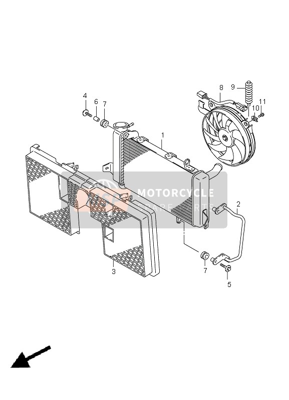 Suzuki LT-Z400(Z) QUADSPORT 2010 Radiator voor een 2010 Suzuki LT-Z400(Z) QUADSPORT