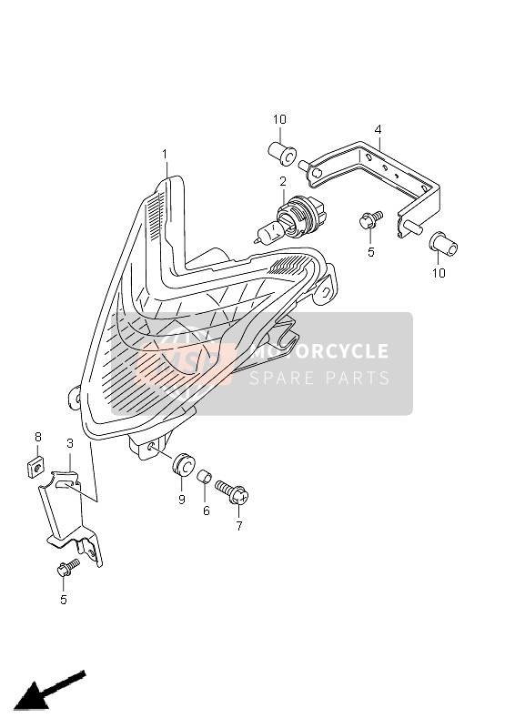 Suzuki LT-Z400(Z) QUADSPORT 2010 Headlamp for a 2010 Suzuki LT-Z400(Z) QUADSPORT