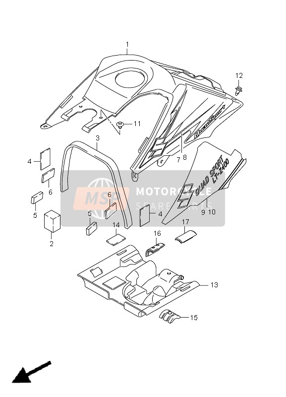 Suzuki LT-Z400(Z) QUADSPORT 2010 Fuel Tank Cover for a 2010 Suzuki LT-Z400(Z) QUADSPORT