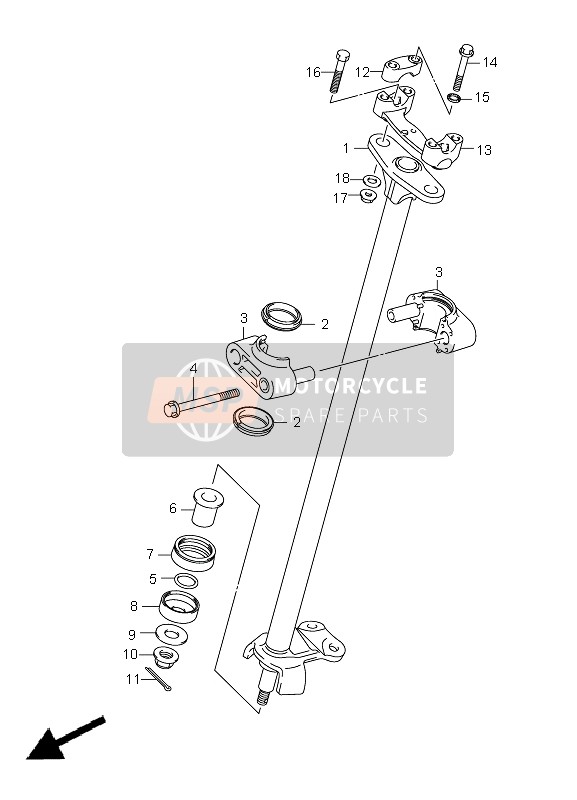 Suzuki LT-Z400(Z) QUADSPORT 2010 Eje de direccion para un 2010 Suzuki LT-Z400(Z) QUADSPORT