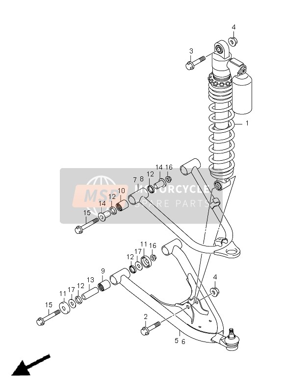 Suzuki LT-Z400(Z) QUADSPORT 2010 Braccio di sospensione per un 2010 Suzuki LT-Z400(Z) QUADSPORT